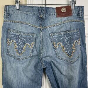 ANTIK Denim Straight Jeans Men's 32 (33/28.5) Button Fly Embroidered Pockets